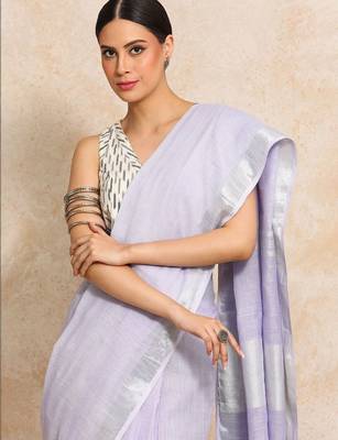 Lavender woven design  cotton handloom saree 2