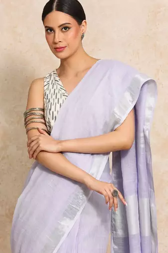 Lavender woven design  cotton handloom saree