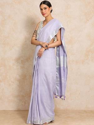 Lavender woven design  cotton handloom saree 3