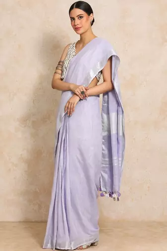 Lavender woven design  cotton handloom saree