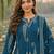 women ethnic motifs printed regular thread work  cotton kurta with trousers & with dupatta