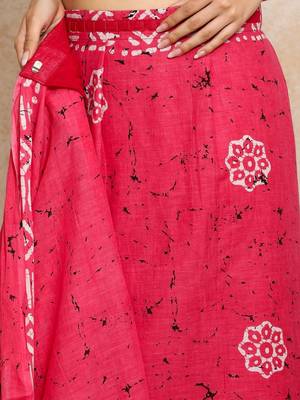 Pink batik  linen handloom saree 5