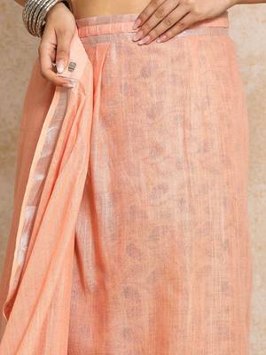 Peach woven design  cotton saree 5