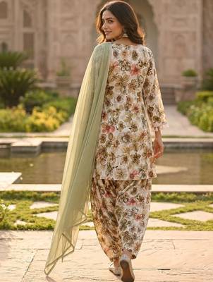 women floral printed regular mirror work kurta with patiala & with dupatta 2