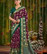 Maroon ethnic motifs zari silk blend handloom sambalpuri saree