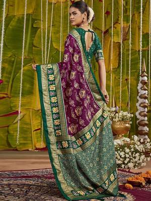 Maroon ethnic motifs zari silk blend handloom sambalpuri saree 3