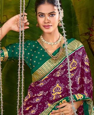 Maroon ethnic motifs zari silk blend handloom sambalpuri saree 4