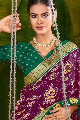 Maroon ethnic motifs zari silk blend handloom sambalpuri saree