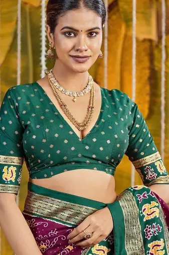 Maroon ethnic motifs zari silk blend handloom sambalpuri saree