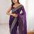 Purple ethnic motifs zari satin designer saree