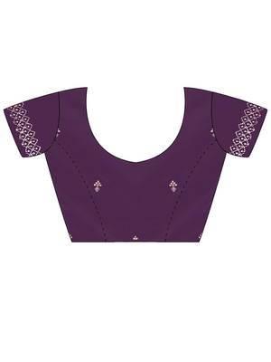 Purple ethnic motifs zari satin designer saree 4
