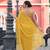 Yellow embellished mirror work  georgette saree