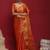Orange ethnic motifs zari linen blend handloom banarasi saree