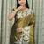 Gold women ethnic motifs printed saree