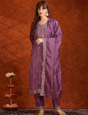 women embroidered regular sequinned kurta with trousers & with dupatta 1