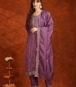 women embroidered regular sequinned kurta with trousers & with dupatta