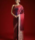 Maroon embroidered satin banarasi saree