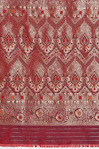 Maroon embroidered satin banarasi saree