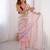 Pink aari work satin saree with unstitched blouse piece