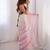 Pink aari work satin saree with unstitched blouse piece
