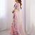 Pink aari work satin saree with unstitched blouse piece