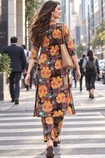 women floral printed regular kurta with trousers