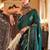 Green women woven design zari satin banarasi saree