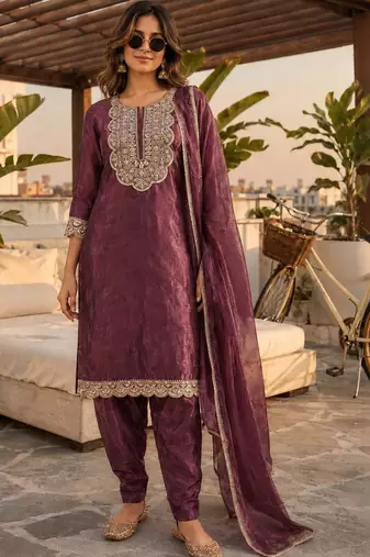 women ethnic motifs regular mirror work kurta with patiala & with dupatta