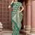 Green geometric embroidered zari saree