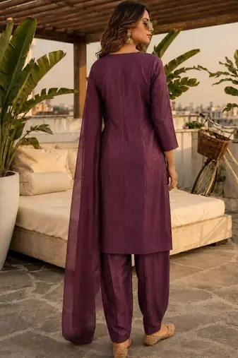 women ethnic motifs regular mirror work kurta with patiala & with dupatta