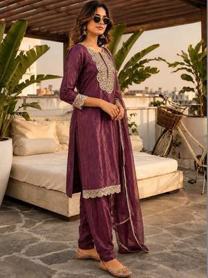 women ethnic motifs regular mirror work kurta with patiala & with dupatta 3