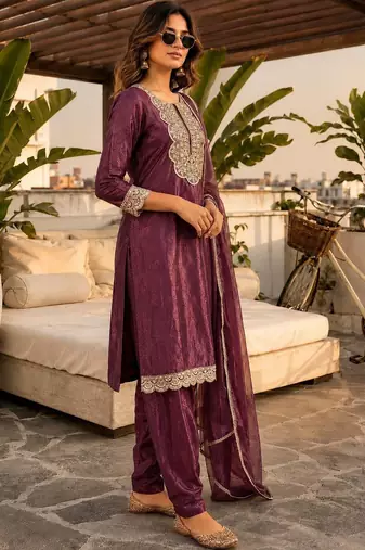 women ethnic motifs regular mirror work kurta with patiala & with dupatta