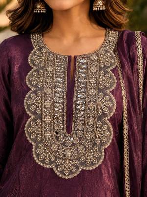 women ethnic motifs regular mirror work kurta with patiala & with dupatta 4