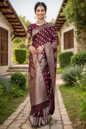 Magenta ethnic motifs zari silk cotton chanderi saree