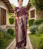 Magenta ethnic motifs zari silk cotton chanderi saree