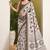 Brown batik printed silk blend ready to wear saree