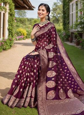 Magenta ethnic motifs zari silk cotton chanderi saree 3