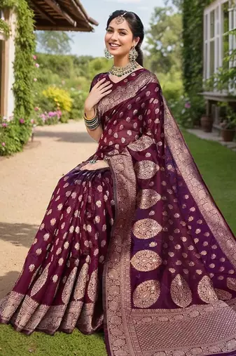 Magenta ethnic motifs zari silk cotton chanderi saree