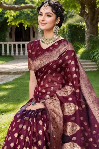 Magenta ethnic motifs zari silk cotton chanderi saree