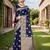Navy blue floral embroidered zari organza saree