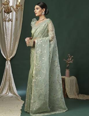 Green embellished gotta patti designer saree 2