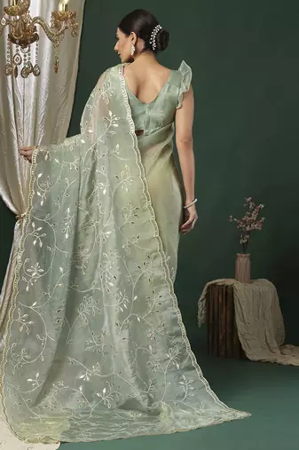 Green embellished gotta patti designer saree