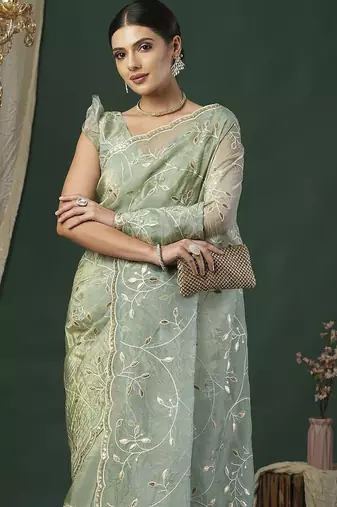 Green embellished gotta patti designer saree