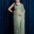 Sea green women floral embroidered saree with blouse piece