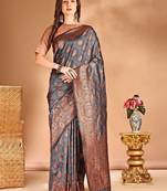 Grey woven design zari banarasi saree