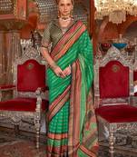 Green ethnic motifs zari banarasi saree