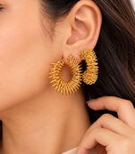 Anti-tarnish stud back closure, spiky wire design, statement hoops, women's jewellery.