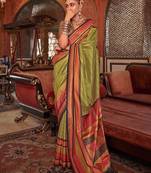 Olive ethnic motifs zari banarasi saree