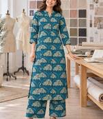 women floral printed regular  cotton kurta with palazzos