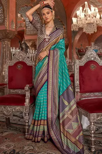 Blue ethnic motifs zari banarasi saree